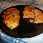 Tortilla de queso jamon cocido y sobrasada